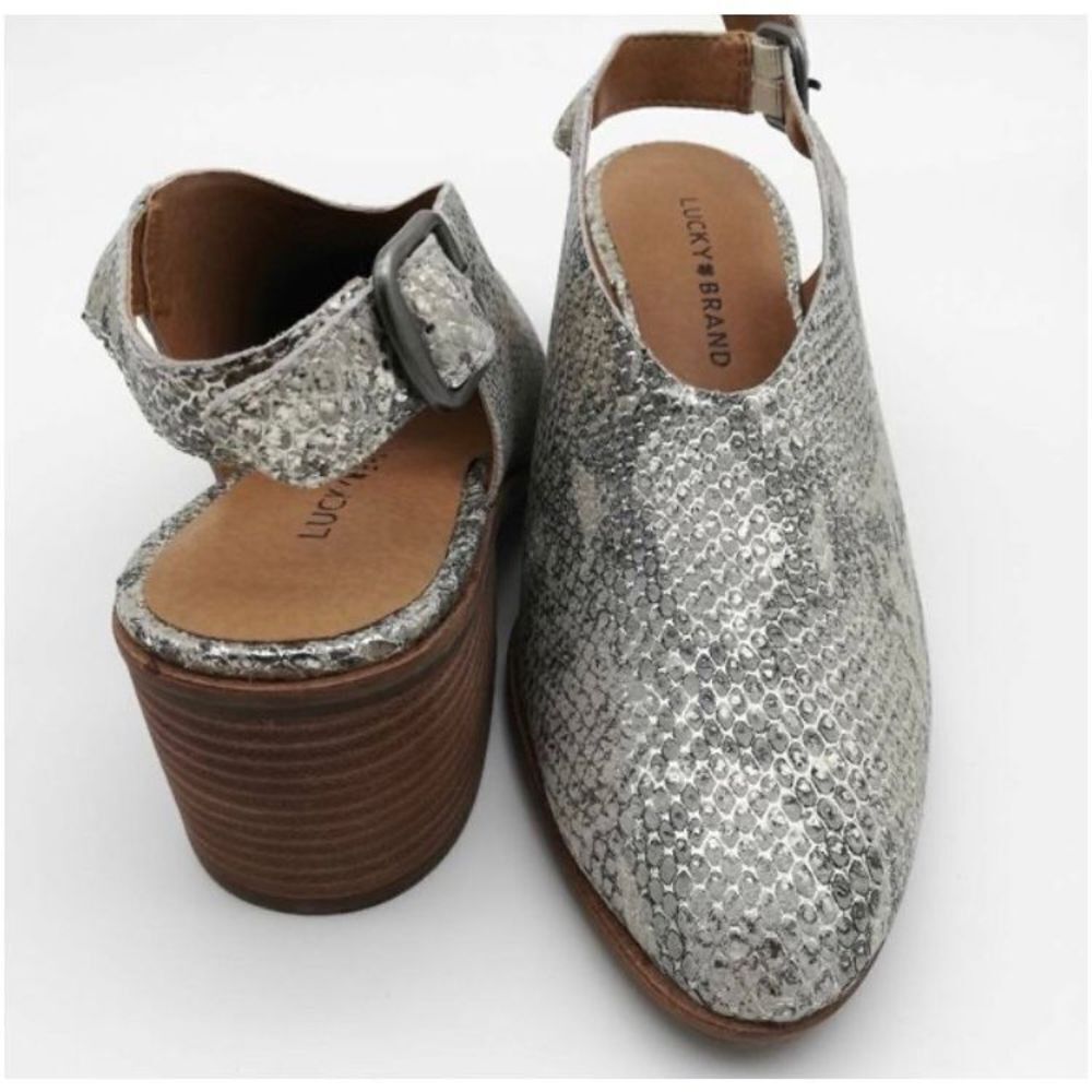 Lucky Brand - Lideton Slingback Booties Leather (gray snakeskin) New Sz 7 - Picture 6 of 9